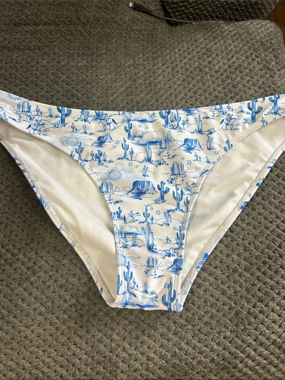 No Boundaries White and Blue Desert Print Bikini Bottoms
